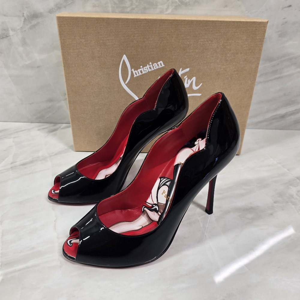 🔥Limited Edition🔥Christian Louboutin Black Peep-Toe Heels - Picture 2 of 13